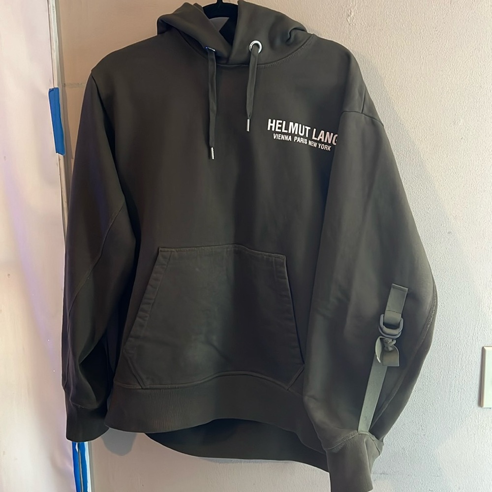HELMUT LANG MILITARY STRAP HOODIE SIZE XL MILITARY GREEN COLOR